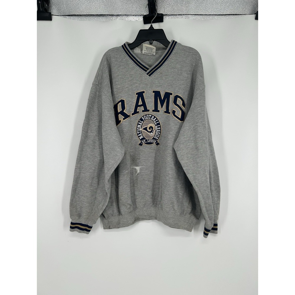 St Louis Rams Vintage Lee Sport Pullover Sweatshirt Ringer Embroidered Men Large